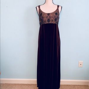Stenay Silk Velvety Beaded Long Gown Sz 8